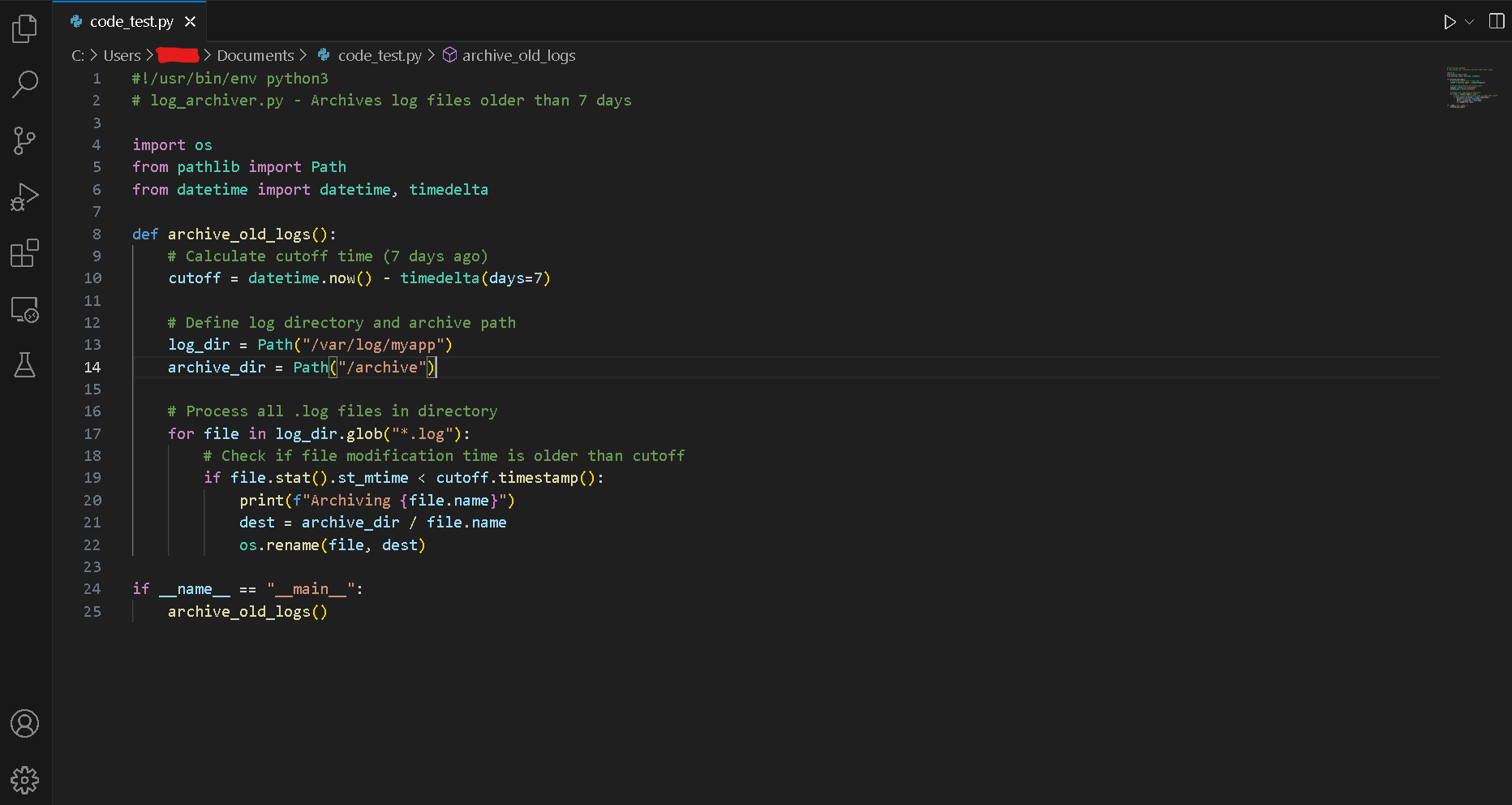 Python code snippet in an editor